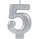 Silver Number 5 Birthday Candle